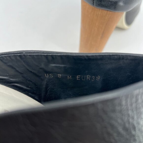 Vince Black Leather Block Heel Peep Toe Heels | Size 8 - Picture 10 of 11